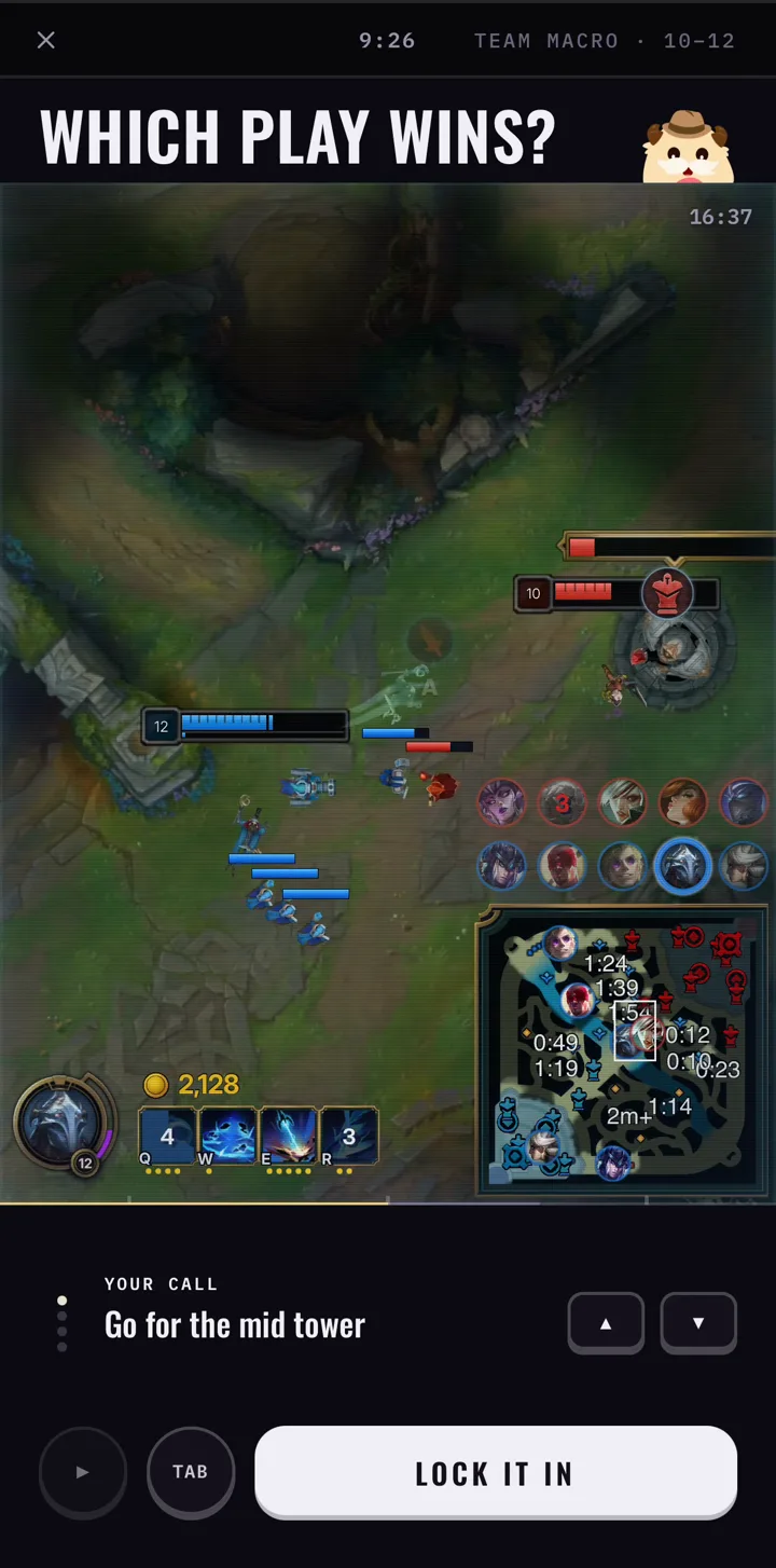 A call being made: “Go for the mid tower” chosen as your call over live footage, the LOCK IT IN button armed